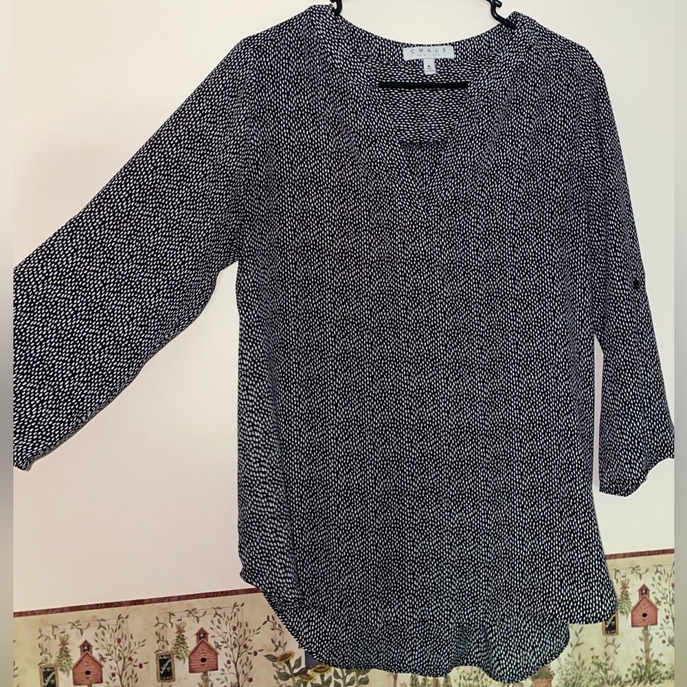 Chaus Black and White Patterned Blouse